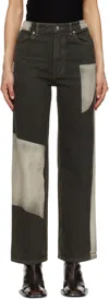 Eckhaus Latta Colorblock Wide Leg Jeans In Tile
