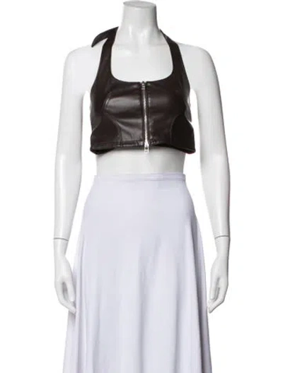 Pre-owned Eckhaus Latta Halterneck Sleeveless Crop Top In Brown