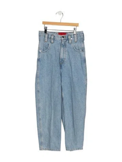 Pre-owned Eckhaus Latta High-rise Straight Leg Jeans In Blue