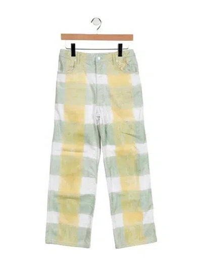 Pre-owned Eckhaus Latta High-rise Straight Leg Jeans In Blue/green