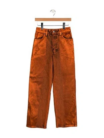 Pre-owned Eckhaus Latta High-rise Straight Leg Jeans In Orange