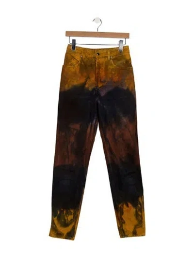 Pre-owned Eckhaus Latta High-rise Straight Leg Jeans In Orange