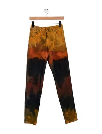 Pre-owned Eckhaus Latta High-rise Straight Leg Jeans In Orange