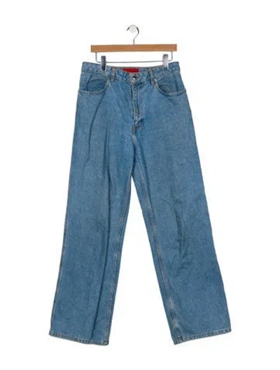 Pre-owned Eckhaus Latta High-rise Wide Leg Jeans In Blue