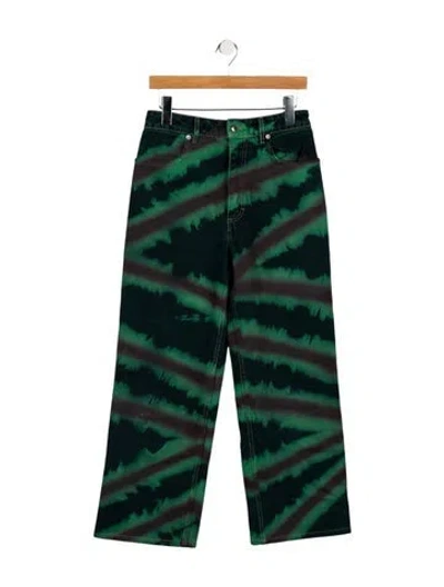 Pre-owned Eckhaus Latta High-rise Wide Leg Jeans In Green