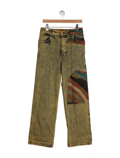 Pre-owned Eckhaus Latta High-rise Wide Leg Jeans In Green