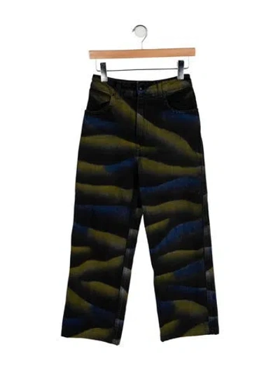 Pre-owned Eckhaus Latta High-rise Wide Leg Jeans In Green