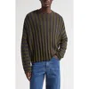 Eckhaus Latta Keyboard Stripe Wool Crewneck Sweater In Green