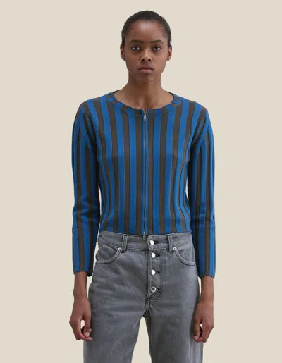 Eckhaus Latta Keyboard Zip Cardigan In Blue