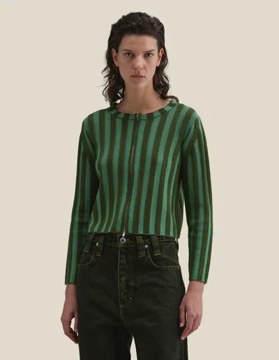 Eckhaus Latta Keyboard Zip Cardigan In Green