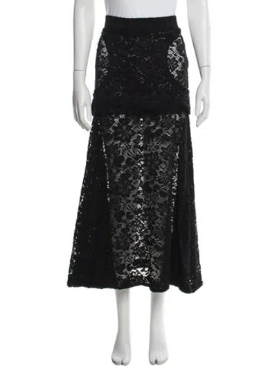 Pre-owned Eckhaus Latta Lace Pattern Long Skirt In Black