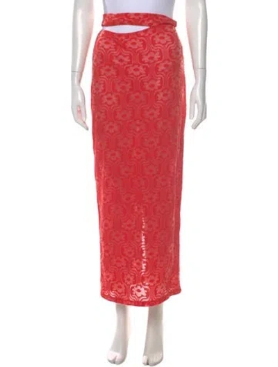 Pre-owned Eckhaus Latta Lace Pattern Midi Length Skirt In Orange
