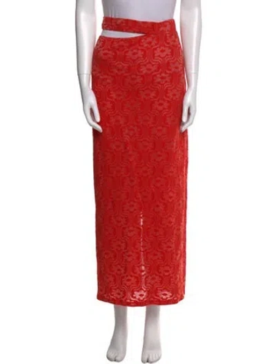 Pre-owned Eckhaus Latta Lace Pattern Midi Length Skirt In Red