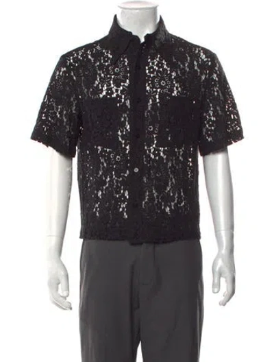 Pre-owned Eckhaus Latta Lace Pattern Short Sleeve Shirt In Black