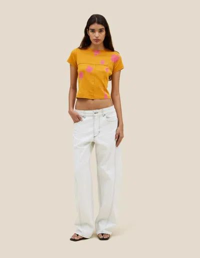 Eckhaus Latta Lapped Baby Tee In Yellow