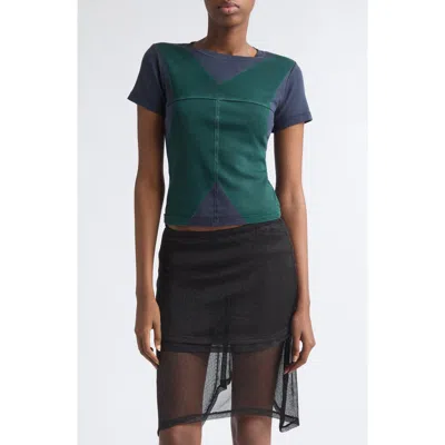 Eckhaus Latta Lapped Baby Tee In Blue