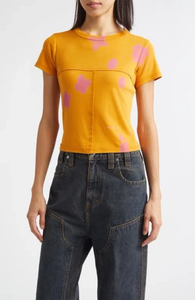 Eckhaus Latta Lapped Baby Tee In Orange