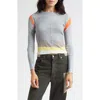 Eckhaus Latta Multicolor Lapped Baby Crewneck T-shirt In Gray