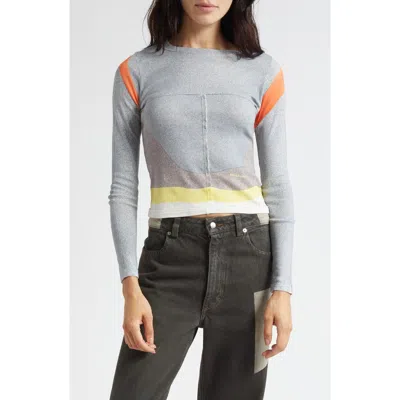 Eckhaus Latta Lapped Colorblock Cotton Baby Tee In Gray