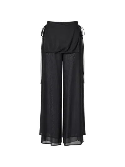 Eckhaus Latta Layered Side-tie Trousers In Black
