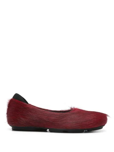 Eckhaus Latta Leather Ballerina Shoes In Red