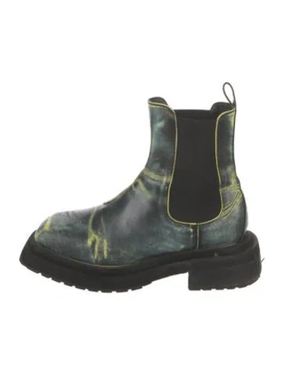 Pre-owned Eckhaus Latta Leather Chelsea Boots In Green