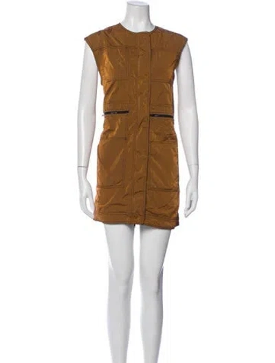 Pre-owned Eckhaus Latta Leather Mini Dress In Orange