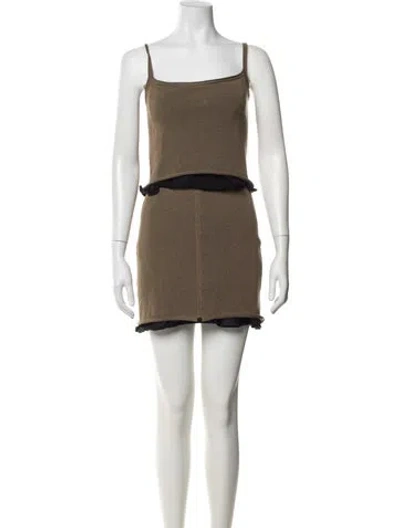 Pre-owned Eckhaus Latta Linen Skirt Set In Green