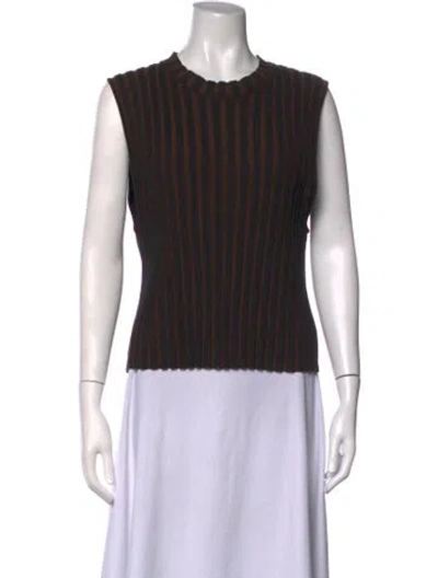 Pre-owned Eckhaus Latta Linen Striped Top In Brown