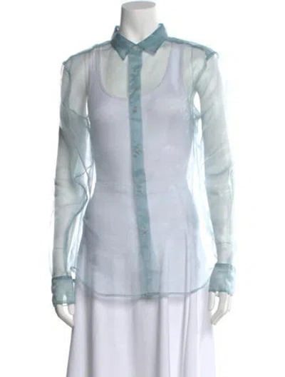 Pre-owned Eckhaus Latta Long Sleeve Top In Blue