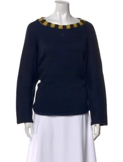 Pre-owned Eckhaus Latta Merino Wool Bateau Neckline Sweater In Blue