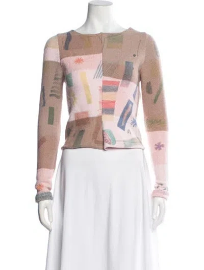 Pre-owned Eckhaus Latta Merino Wool Colorblock Pattern Sweater In Pink