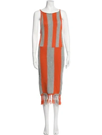 Pre-owned Eckhaus Latta Merino Wool Midi Length Dress In Gray