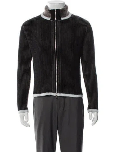 Pre-owned Eckhaus Latta Merino Wool Striped Cardigan In Gray