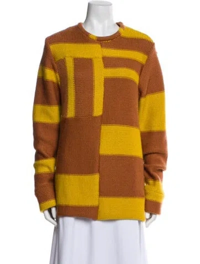 Pre-owned Eckhaus Latta Merino Wool Striped Sweater In Orange