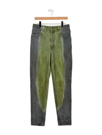 Pre-owned Eckhaus Latta Mid-rise Straight Leg Jeans In Green