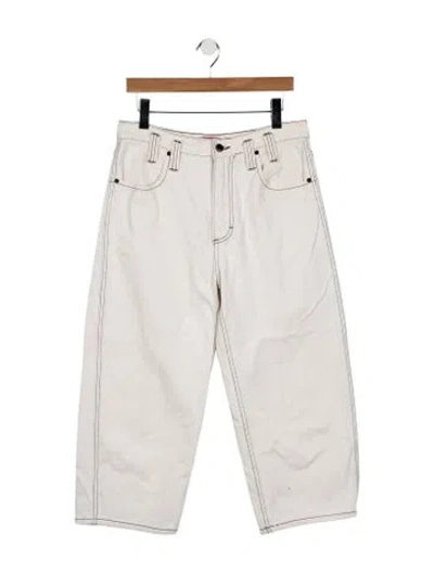 Pre-owned Eckhaus Latta Mid-rise Straight Leg Jeans In White