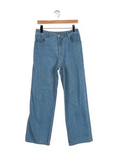 Pre-owned Eckhaus Latta Mid-rise Wide Leg Jeans In Blue