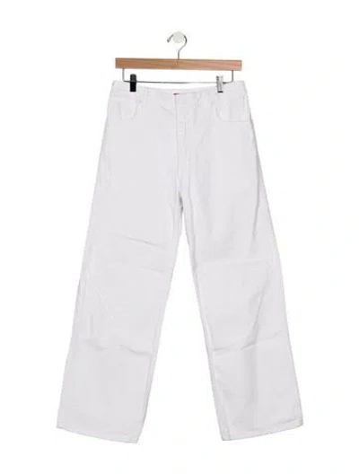 Pre-owned Eckhaus Latta Mid-rise Wide Leg Jeans In White