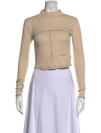 Pre-owned Eckhaus Latta Mock Neck Long Sleeve Crop Top In Neutrals