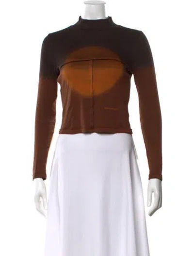 Pre-owned Eckhaus Latta Mock Neck Long Sleeve Top In Brown