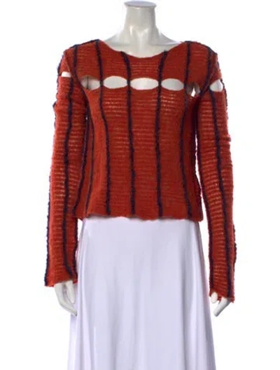 Pre-owned Eckhaus Latta Mohair Striped Sweater In Orange