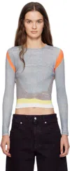 Eckhaus Latta Multicolor Lapped Baby Crewneck T-shirt In Gray