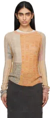 Eckhaus Latta Symphony Colorblock Linen Blend Sweater In Reef