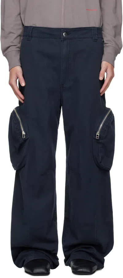 Eckhaus Latta Navy Pocket Cargo Pants In Blue