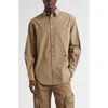 Eckhaus Latta Notebook Solid Cotton Button-up Shirt In Brown