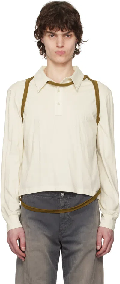 Eckhaus Latta Off-white & Brown Hugging Polo In Coconut