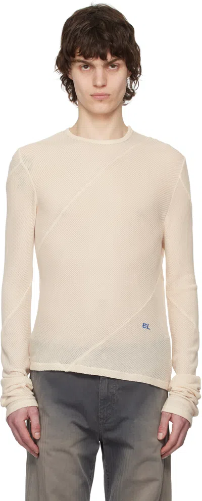 Eckhaus Latta Off-white Spiral Long Sleeve T-shirt In Oat