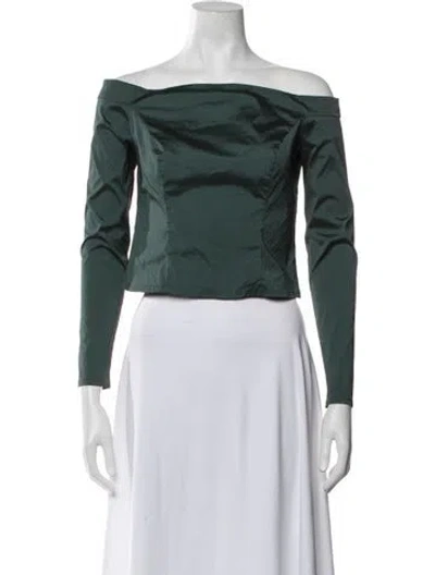 Pre-owned Eckhaus Latta Off-the-shoulder Long Sleeve Top In Green