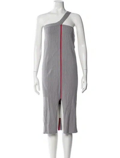 Pre-owned Eckhaus Latta One-shoulder Knee-length Dress In Gray